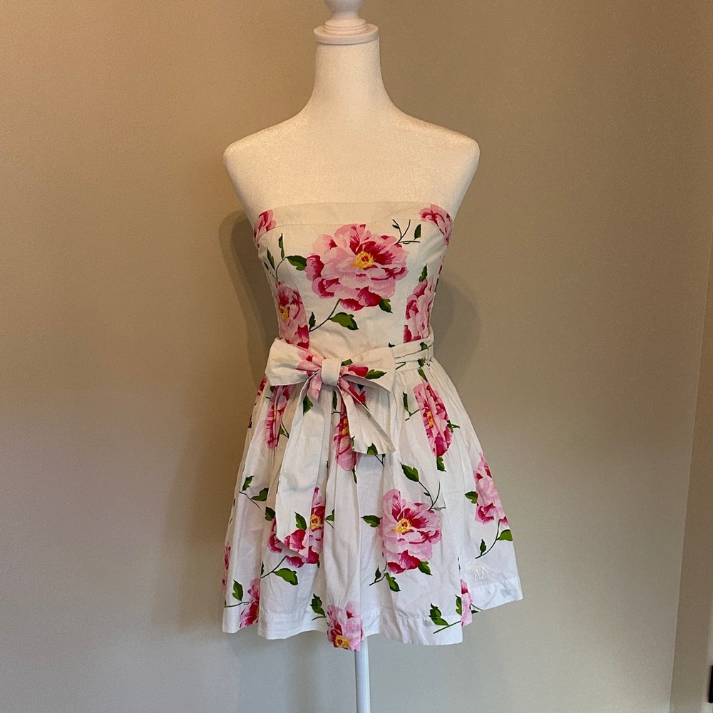 NWT-Abercrombie & Fitch Pink Floral Strapless Dress